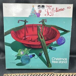 Vtg SB Super Lifetime 601 Christmas Tree Stand NEW SEALED BOX Fits 7ft Tree NOS